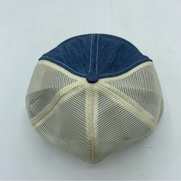 2 Vintage NBC Sports Patch Snapback Hat Trucker Mesh Cap USA K-Brand Denim/Navy - Picture 3 of 7